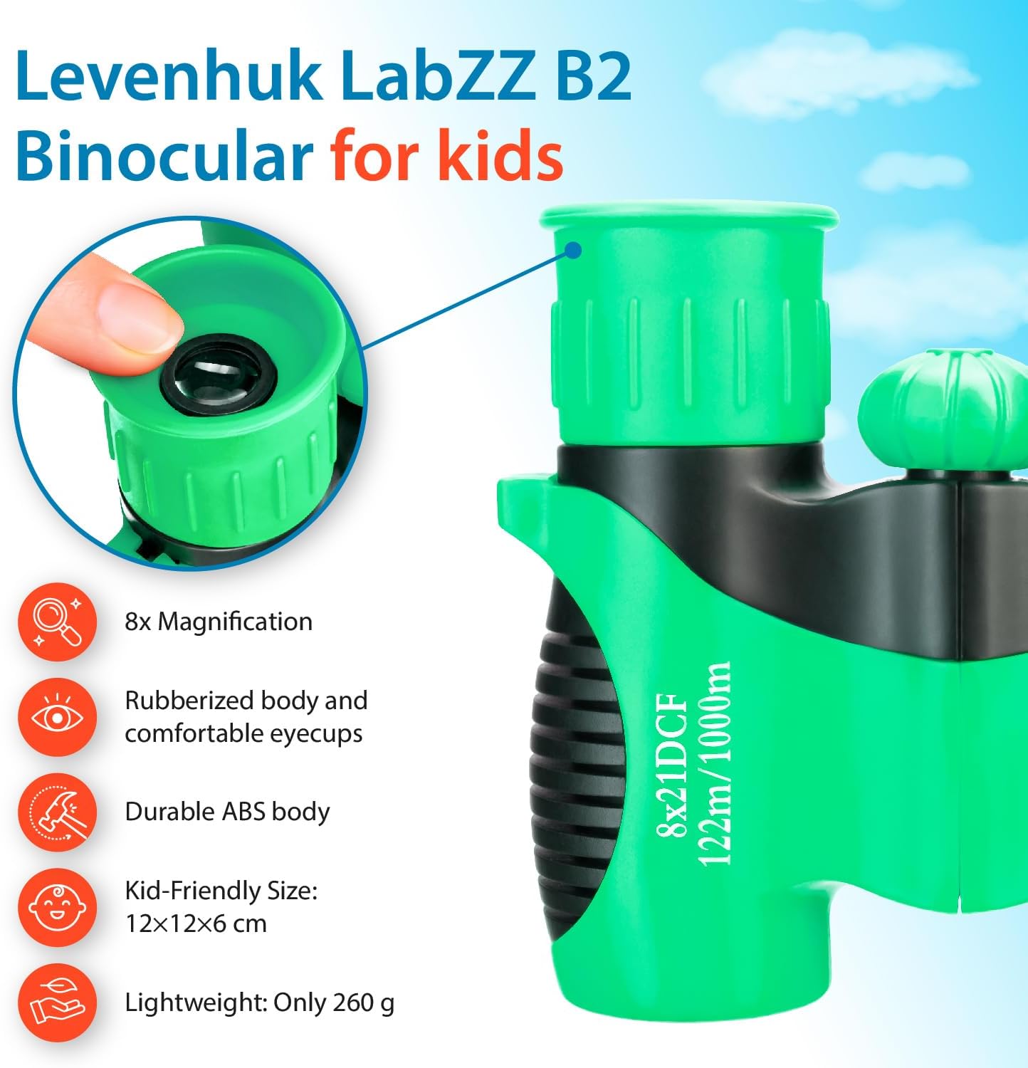 Kinderfernglas LabZZ B2 mit 8X Vergrösserung, Green Apple