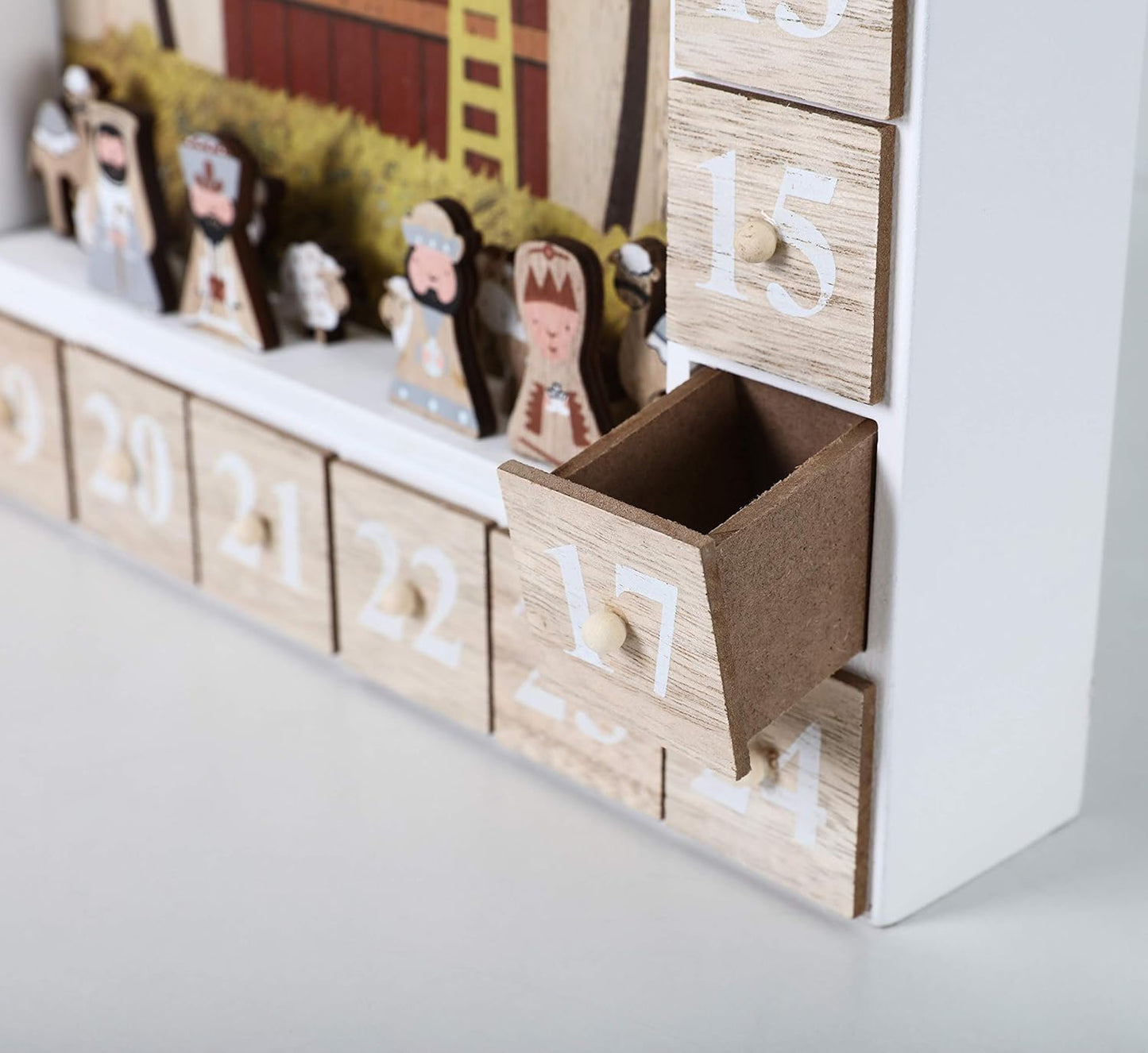 Adventskalender Bibelgeschichte zum Befüllen, Bibelgeschichte Krippe mit Led Beleuchtung