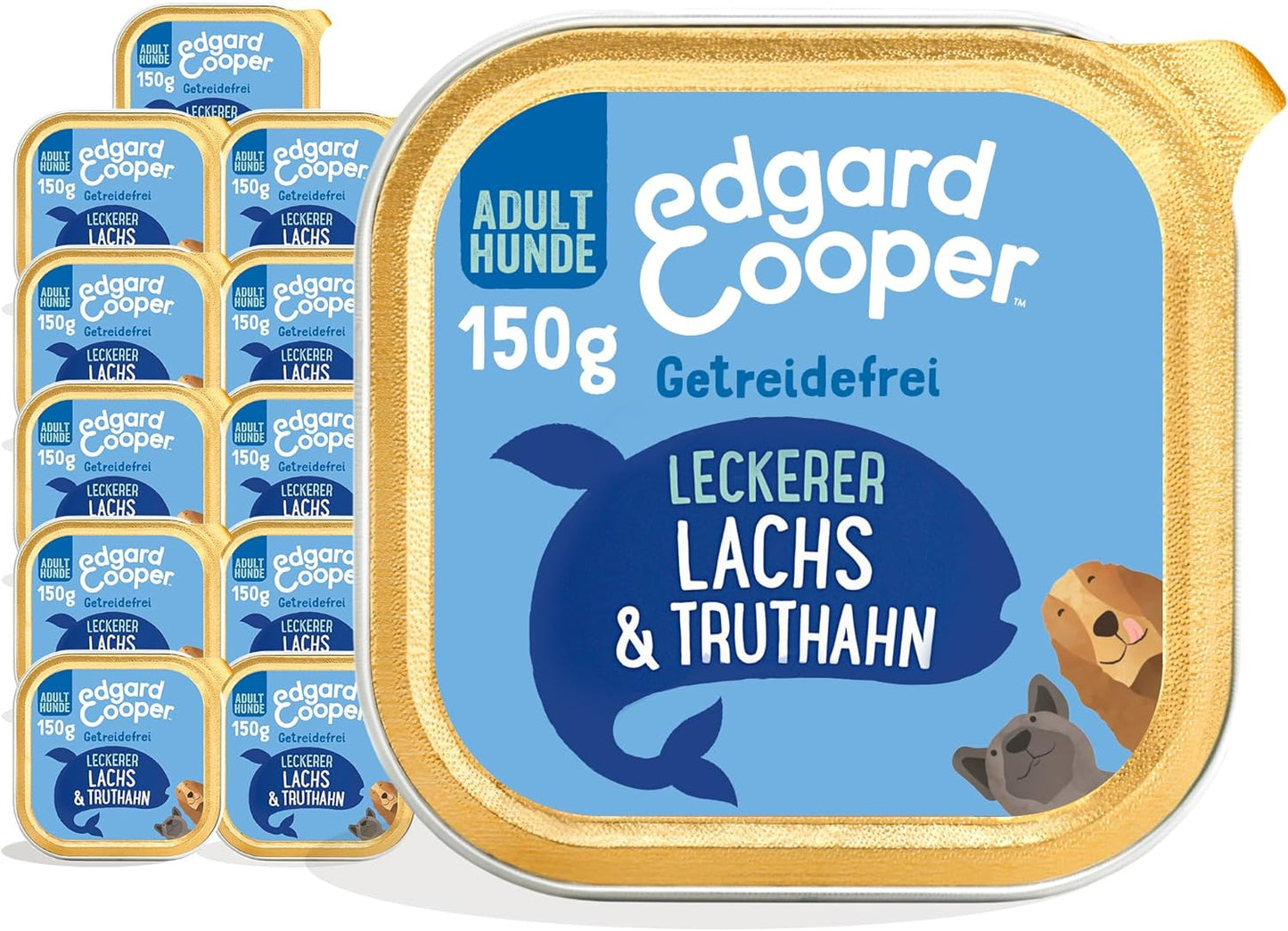 Hundefutter nass, Lachs/Truthahn, 150 g (11er Pack)