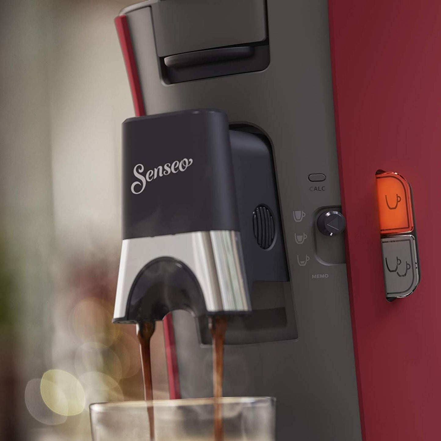 Senseo Select Kaffeepadmaschine mit Memo- und Stärkewahl-Funktion, Rot