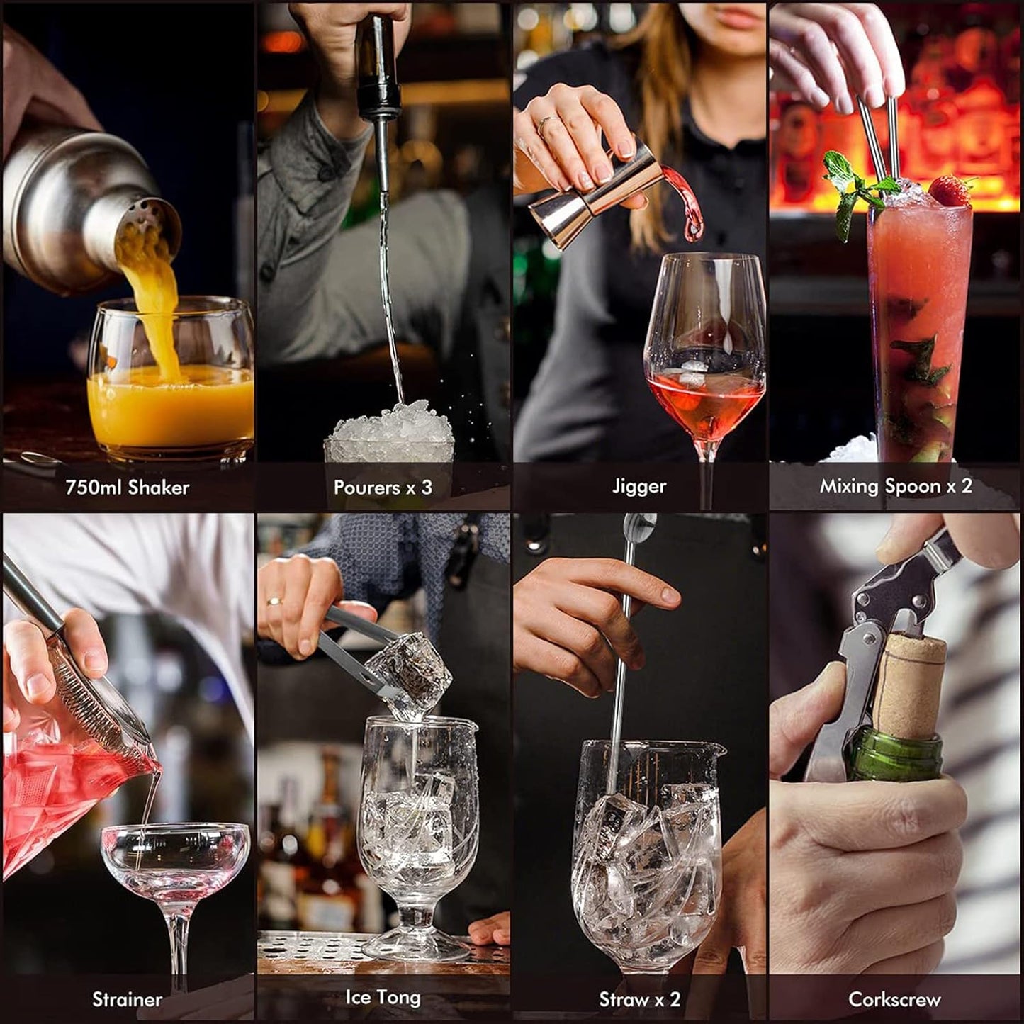 12-teiliges Cocktailshaker-Set, 550 ml