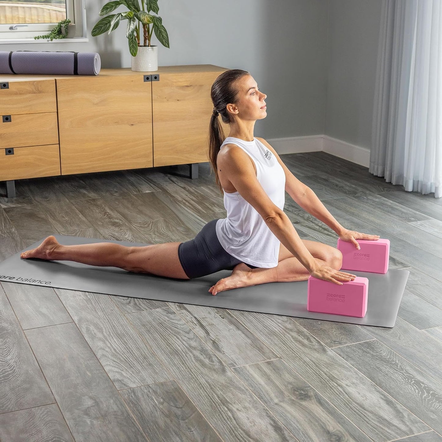 3-teiliges Yoga-Blöcke & Gurt-Set, Pink
