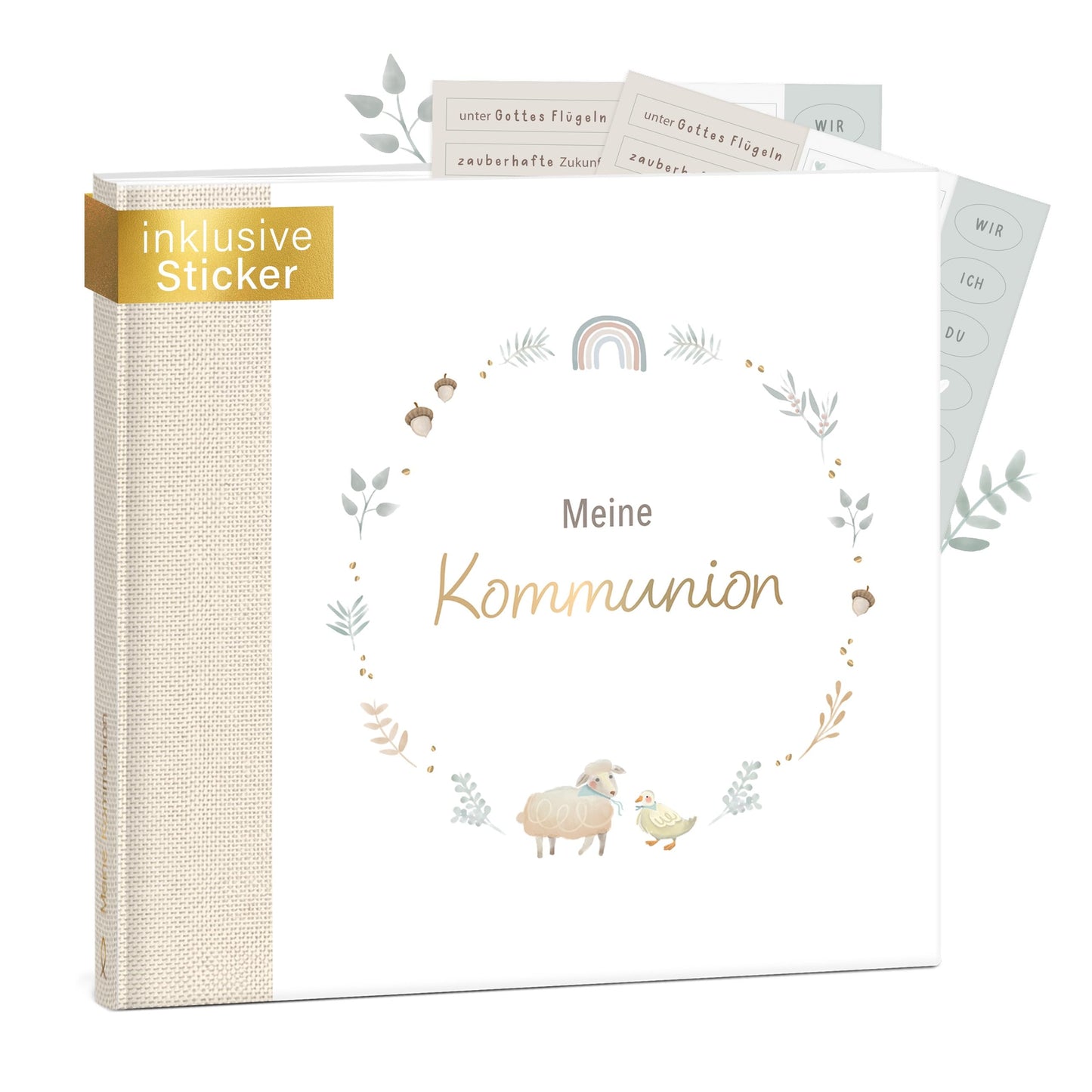 Kommunion Gästebuch, Beige Leinen