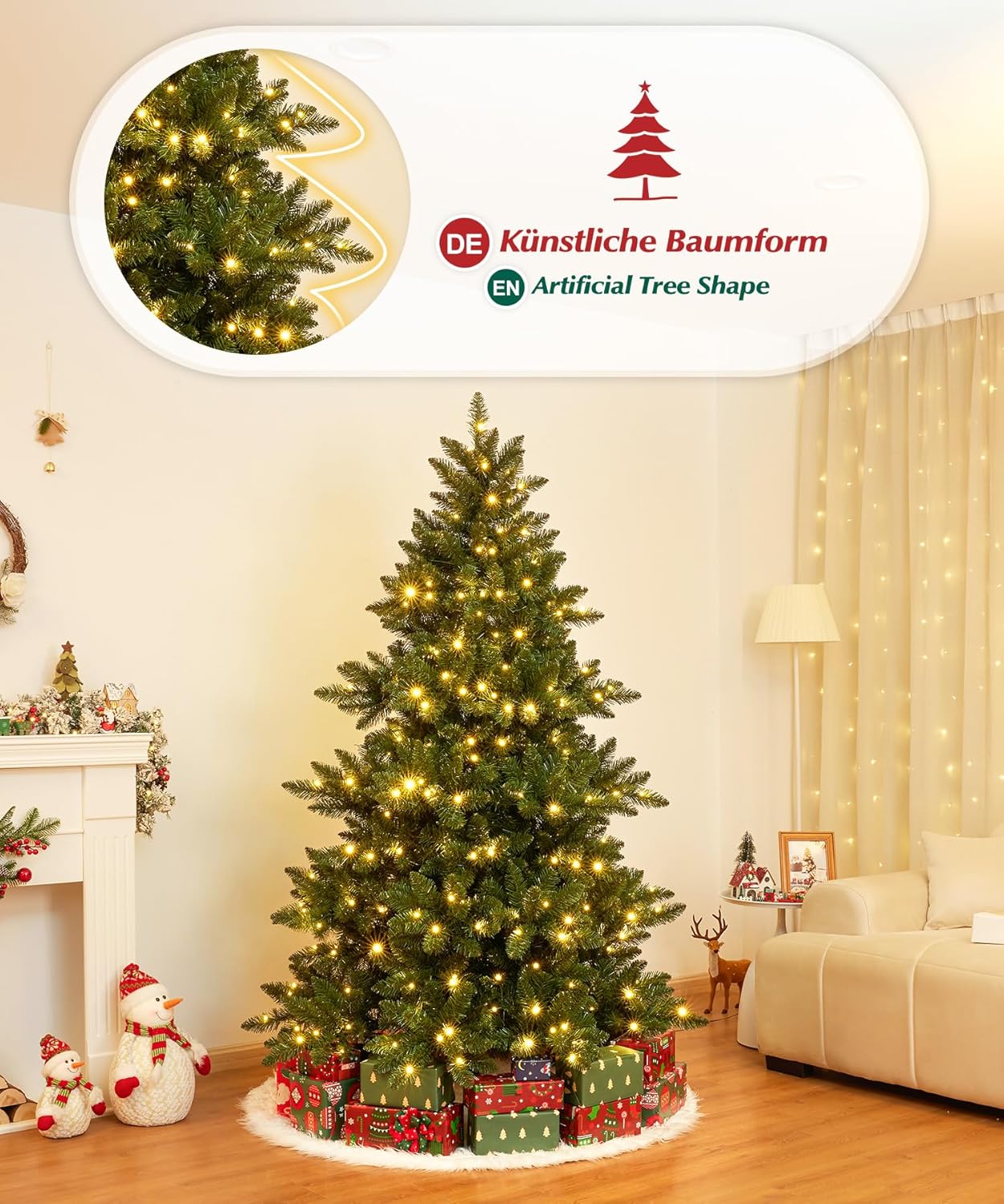 Künstlicher Weihnachtsbaum mit 240 LEDs, 150cm
