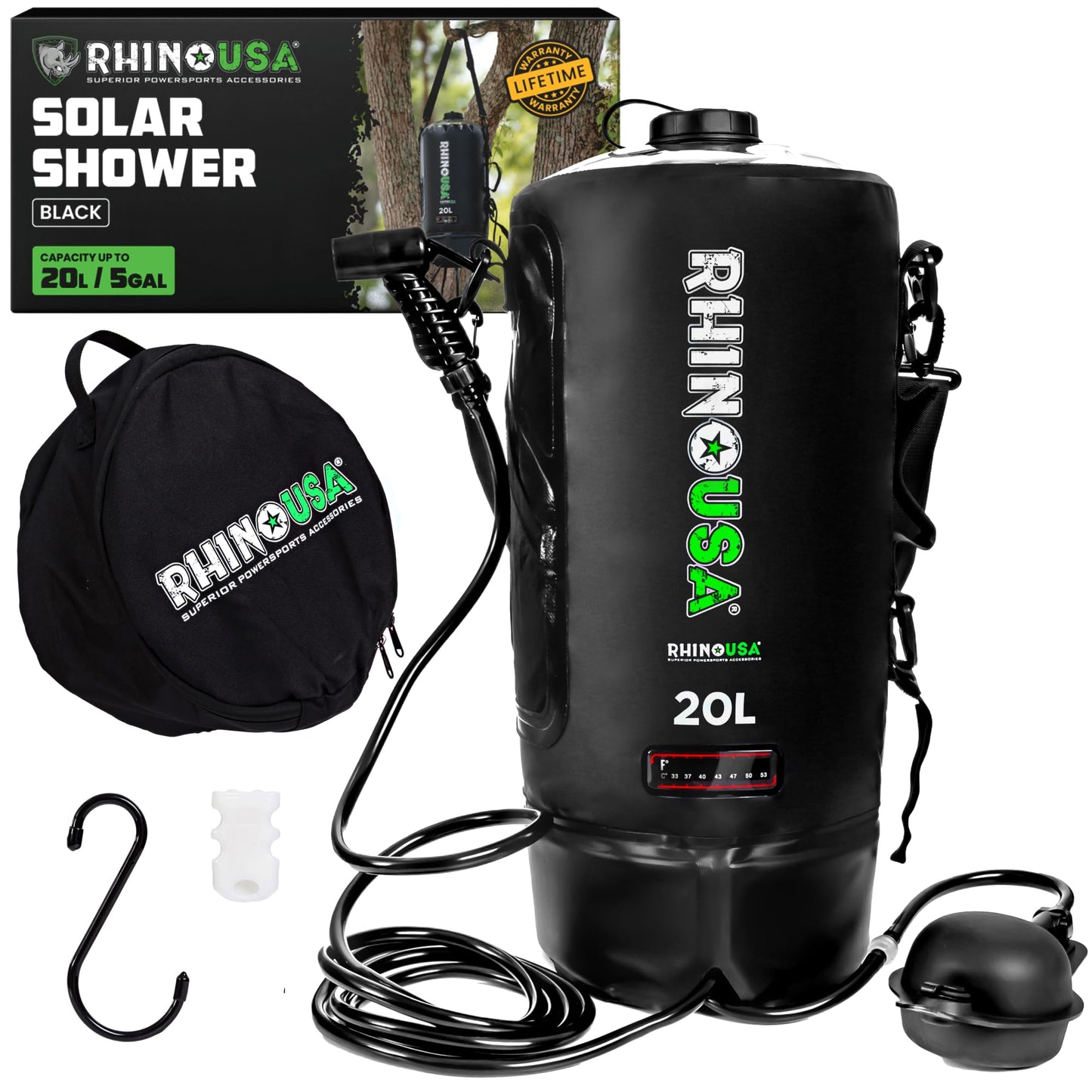 Tragbare Solar-Campingdusche, Schwarz