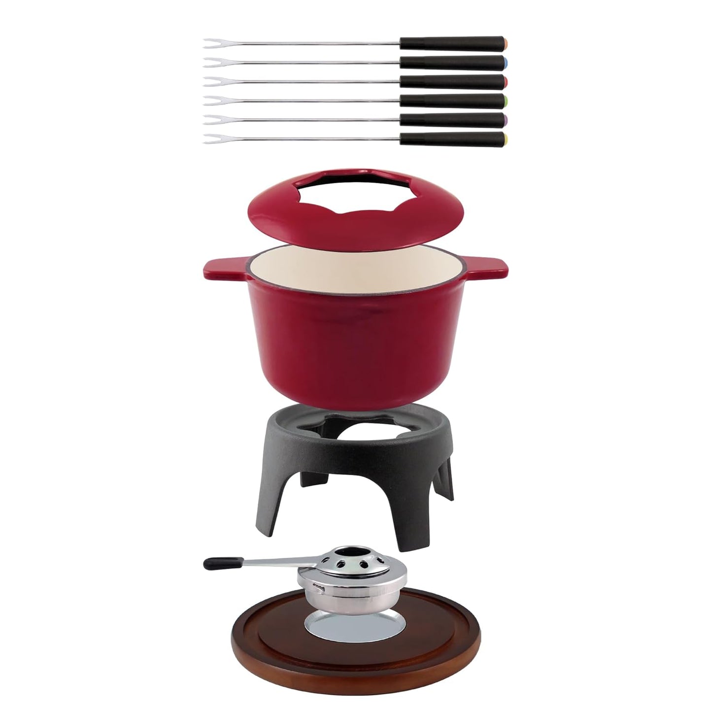 11-teiliges Fondue Set "Sierra", 1.6 Quart Kirschrot