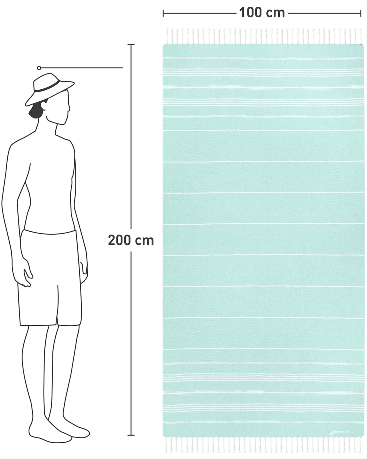 Hamamtuch, 15 Aqua - Sultan 100x200cm