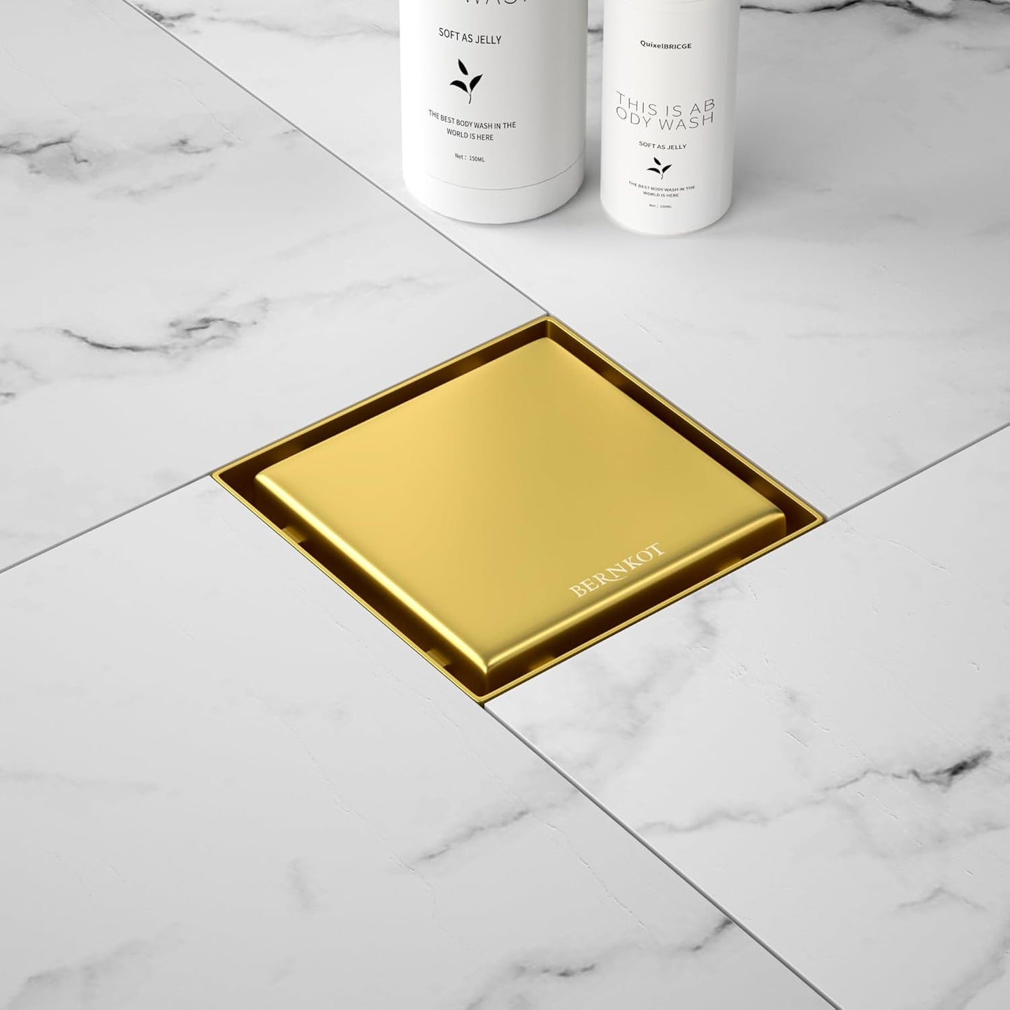 Duschrinne mit Geruchsstop und Haarsieb, Gold 10cm