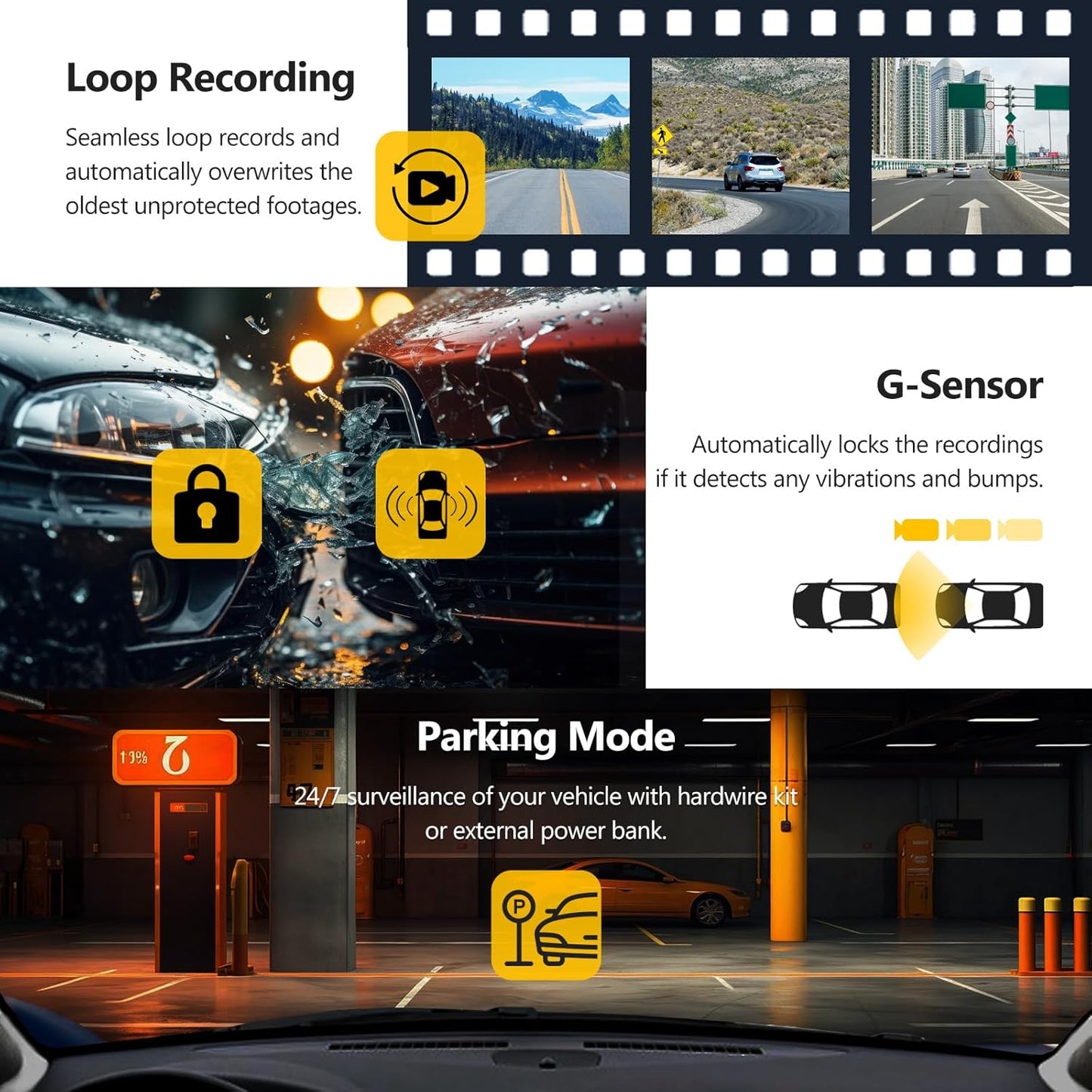 Dashcam T3P 3-Kanal 5K mit GPS & Wi-Fi, T3P