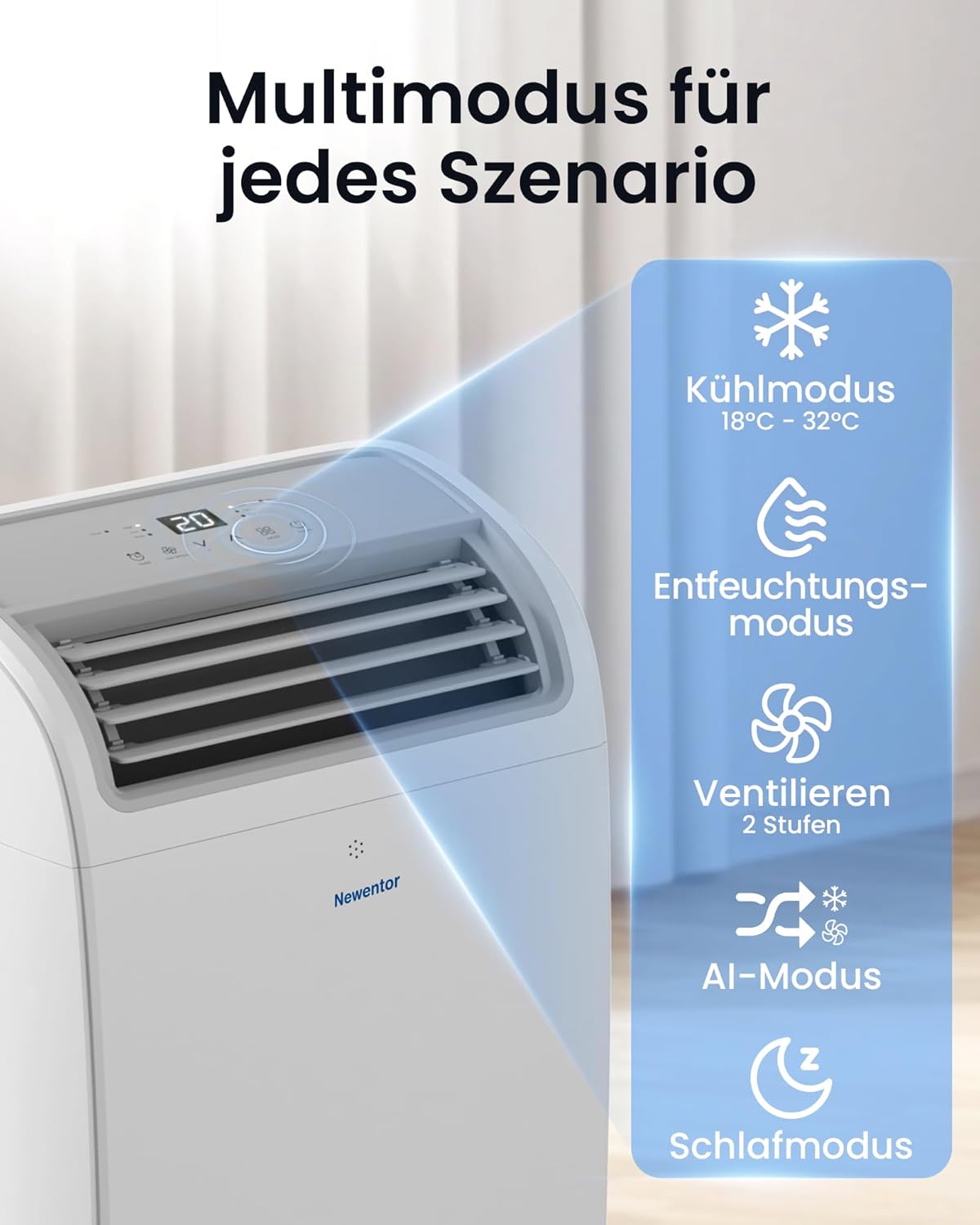 Mobile Klimaanlage MAC-14A mit Abluftschlauch, Weiss