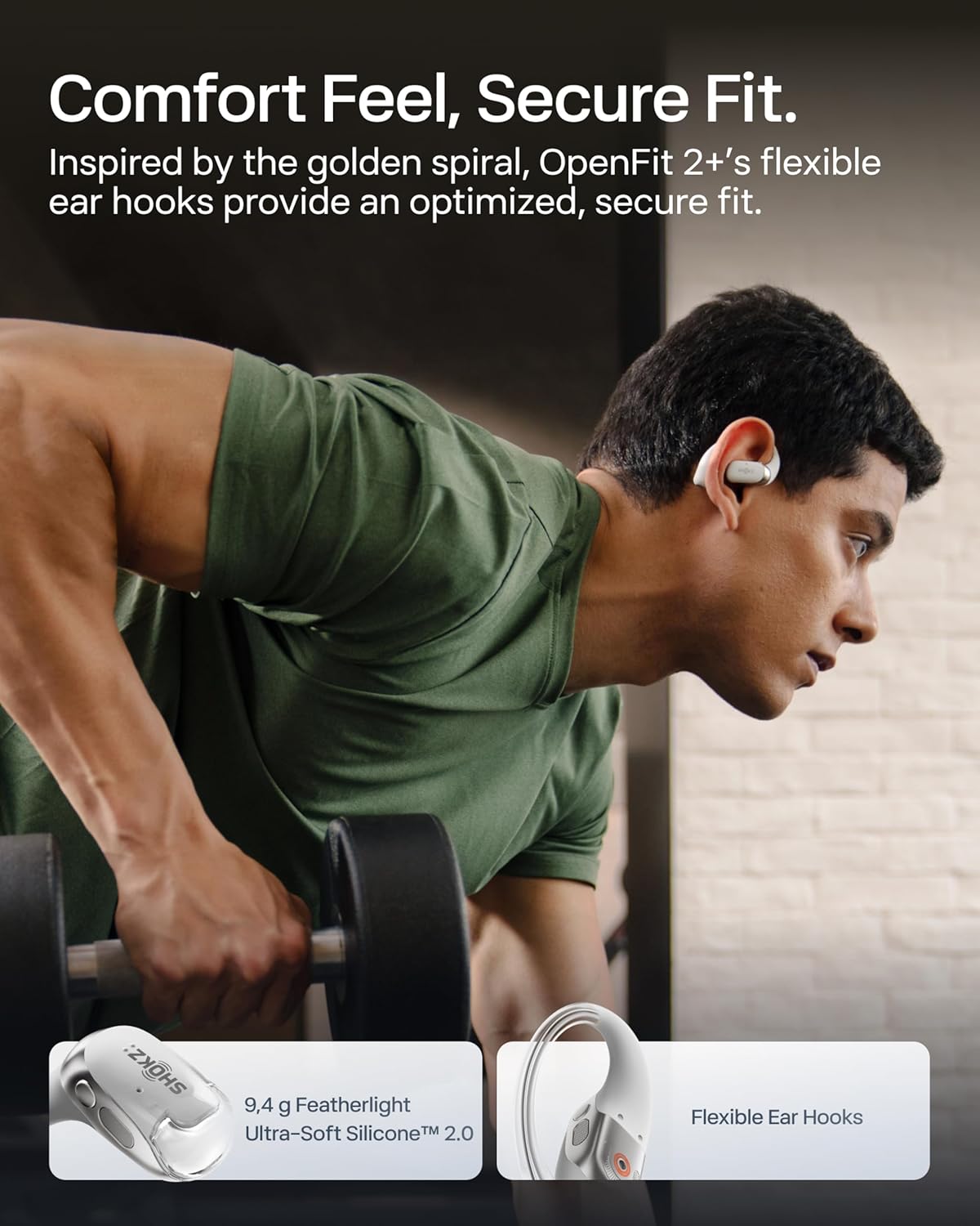 OpenFit 2+ Open-Ear-Kopfhörer, Typ-C-Laden &kabelloses Laden+ Dolby Audio Grau