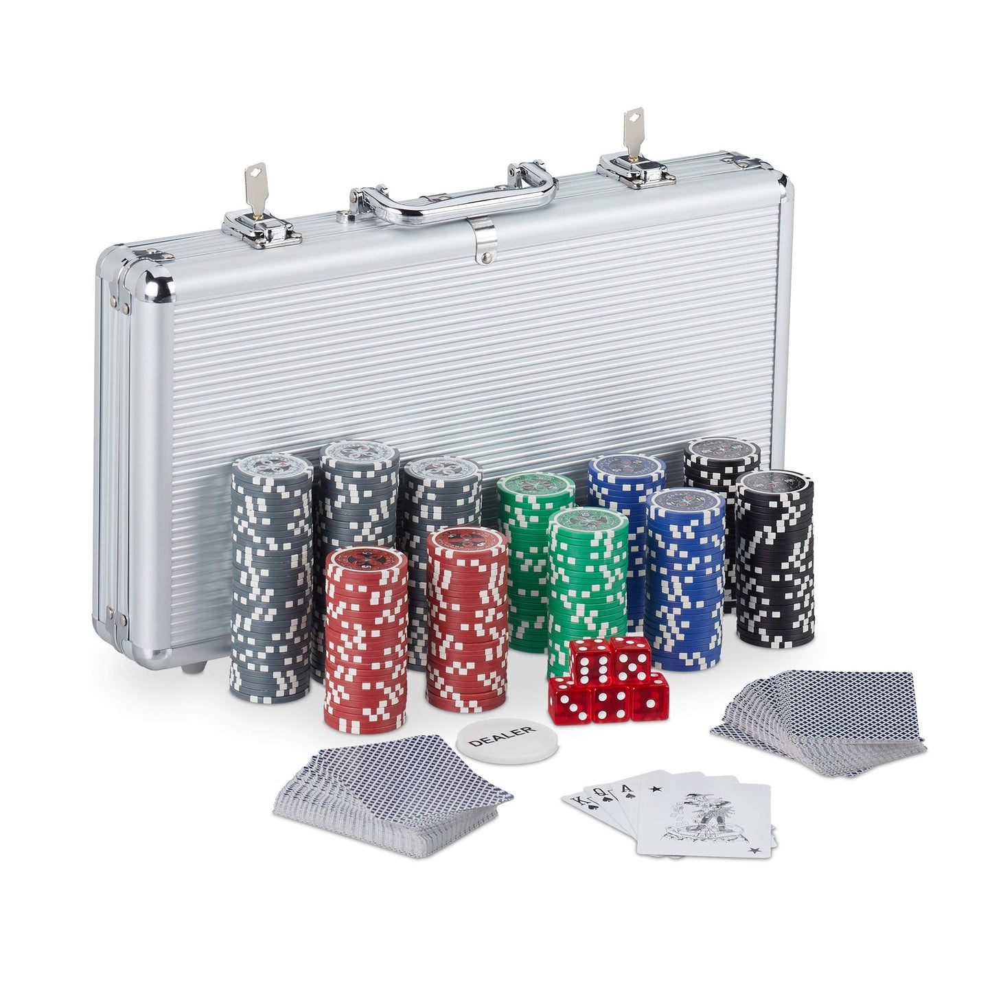 Pokerkoffer mit 300 Chips & Zubehör