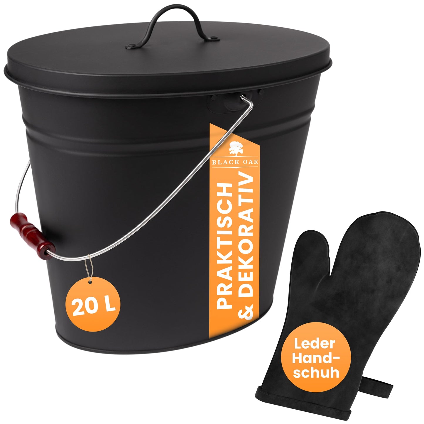 Ascheeimer Vesuvio, Vesuvio 20L mit Lederhandschuh