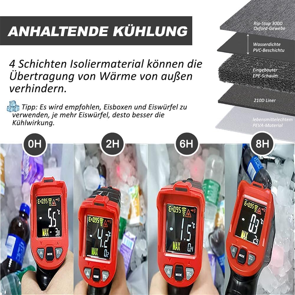 Faltbare Kühl- und Picknicktasche, Grau