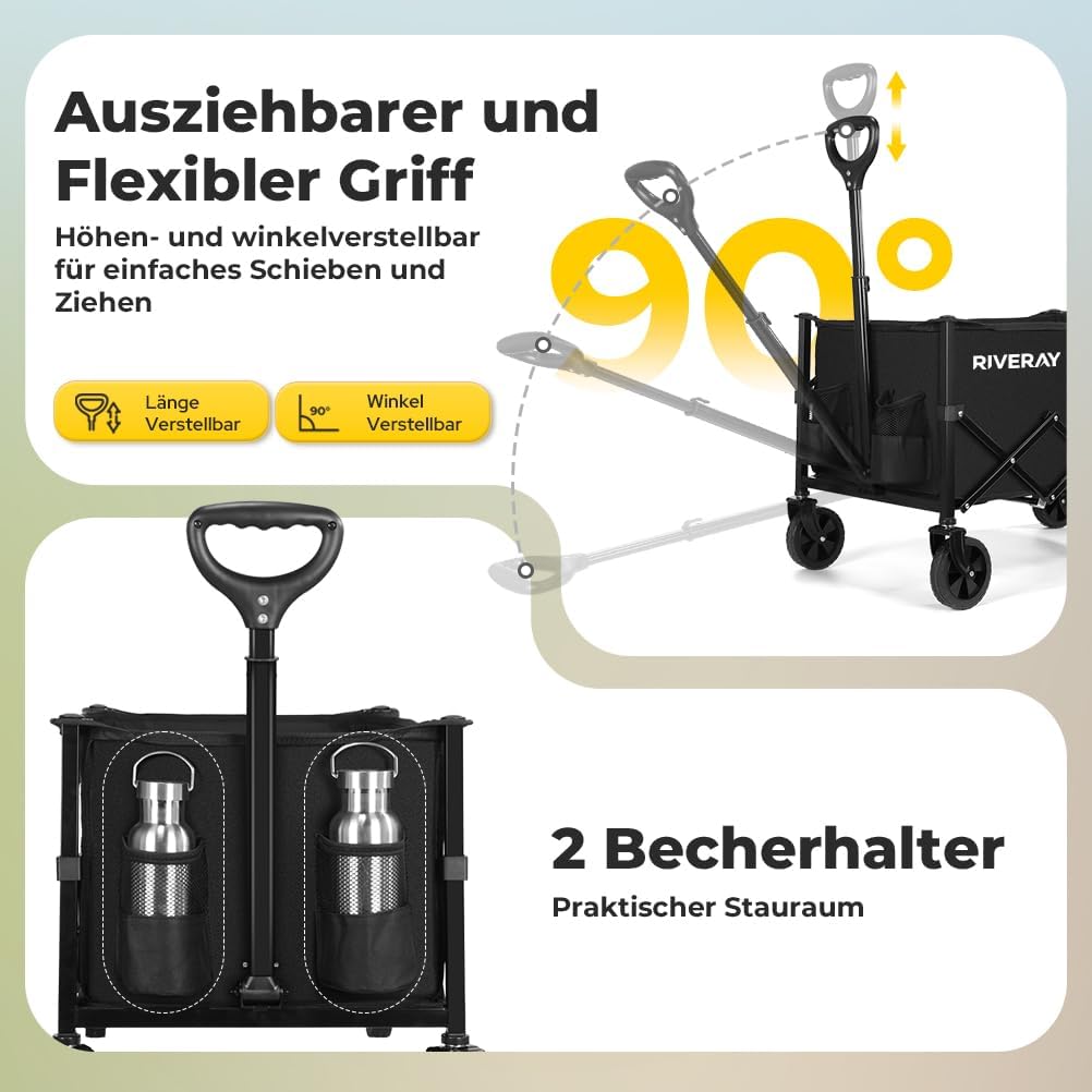Faltbarer Bollerwagen mit All Terrain Rädern, 120L