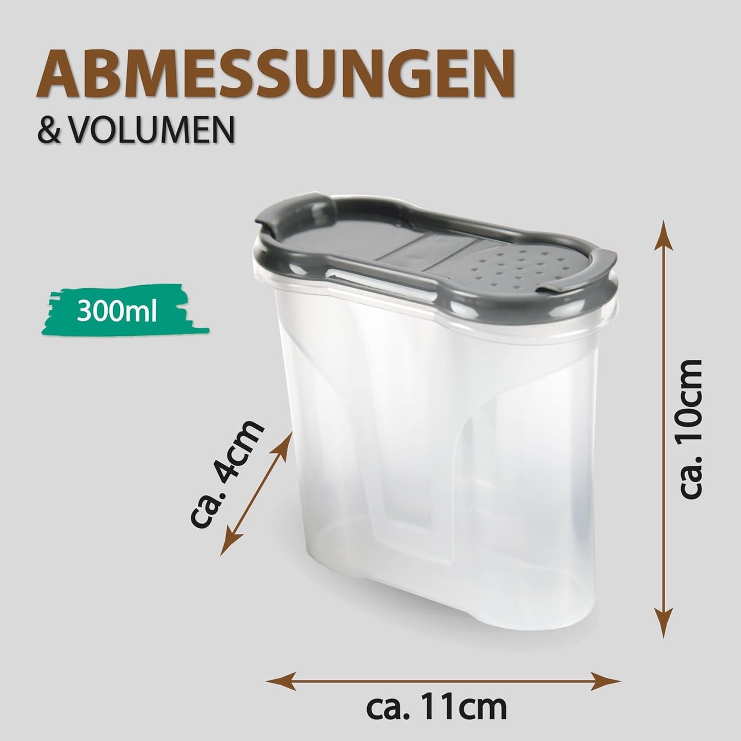 6 x luftdichte Gewürzdosen, Anthrazit / 8er Pack ( 8 Stück )