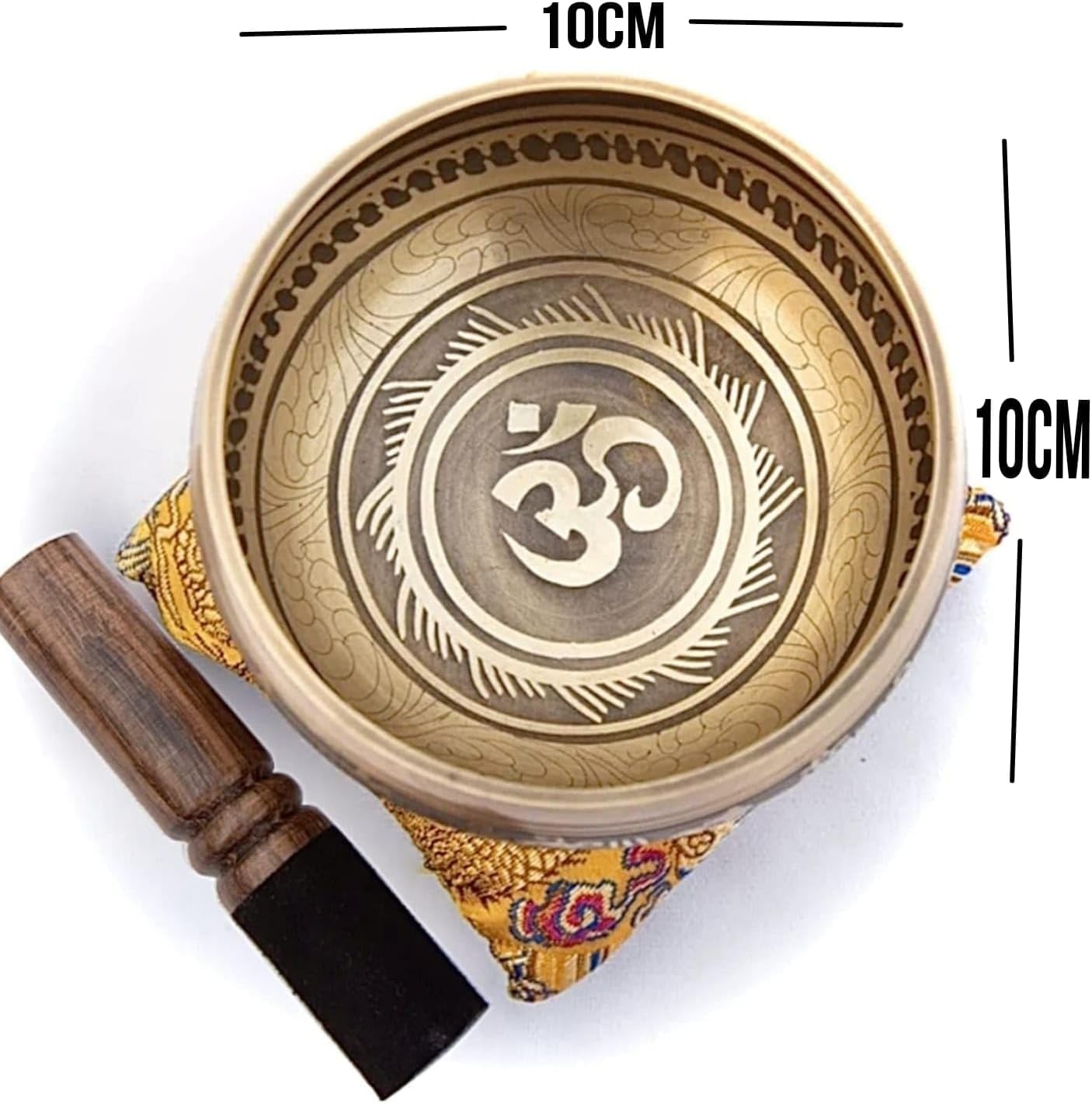Tibetisches Klangschalen für Meditation 10,2 cm, Gold - Gelb