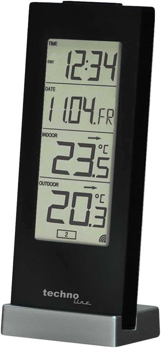Digitale Wetterstation WS 9767 mit Funkuhr, schwarz mit Batterien