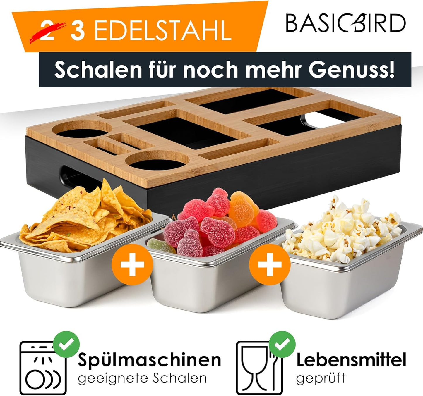 Couchbar mit Snackschalen und Getränkehalter, Black Body