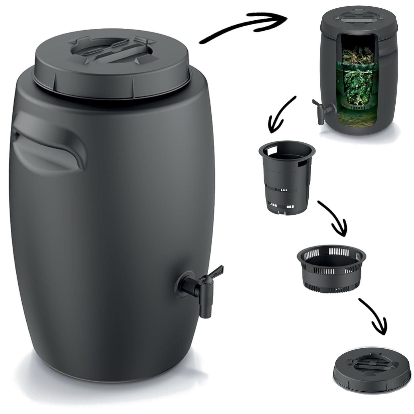 Komposteimer mit Zapfhahn, 25 Liter
