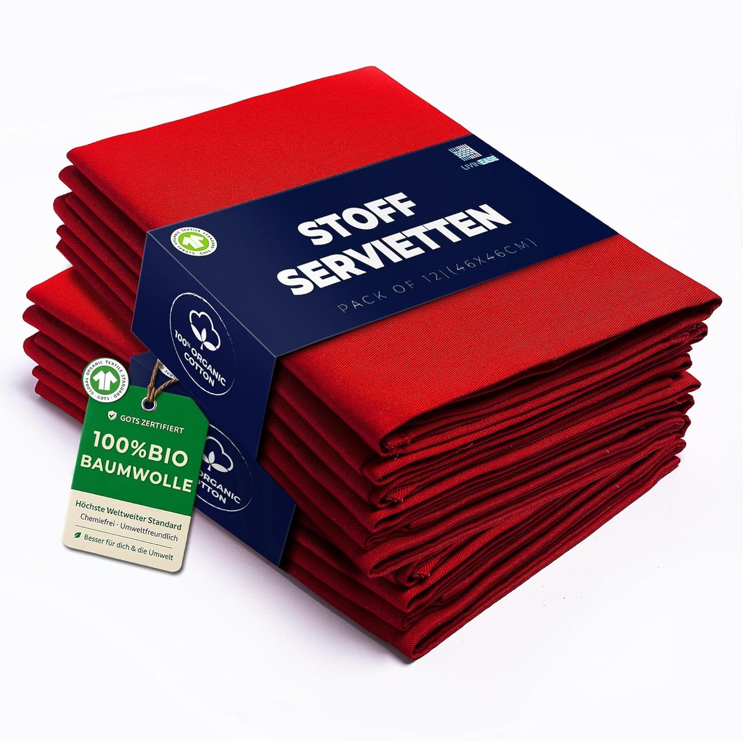 12er-Set Stoffservietten, Rot