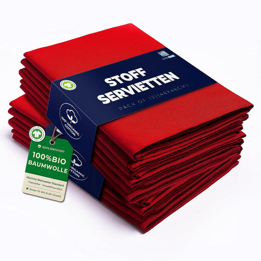 12er-Set Stoffservietten, Rot