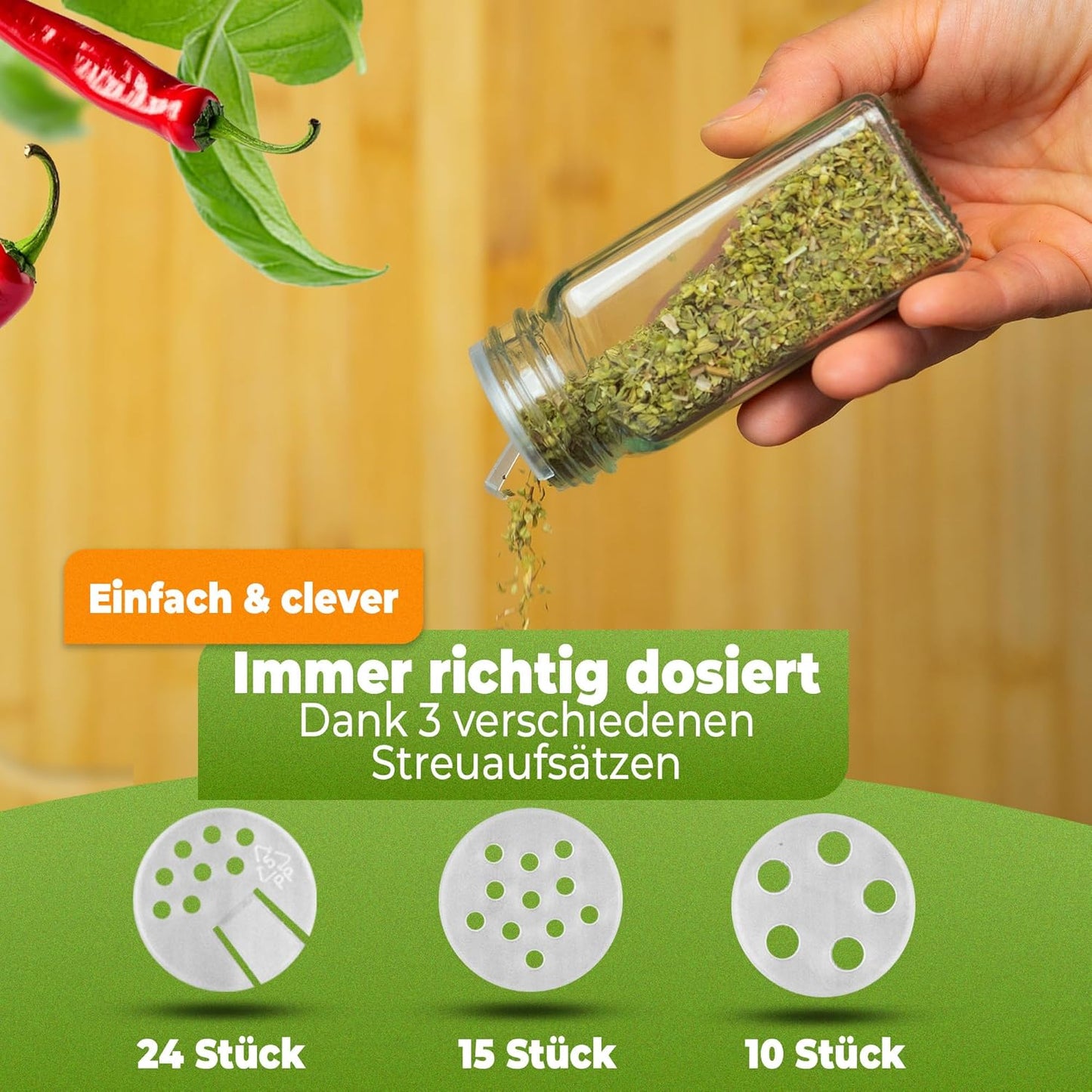 Gewürzgläser-Set mit Etiketten, 24er Set - Edelstahl