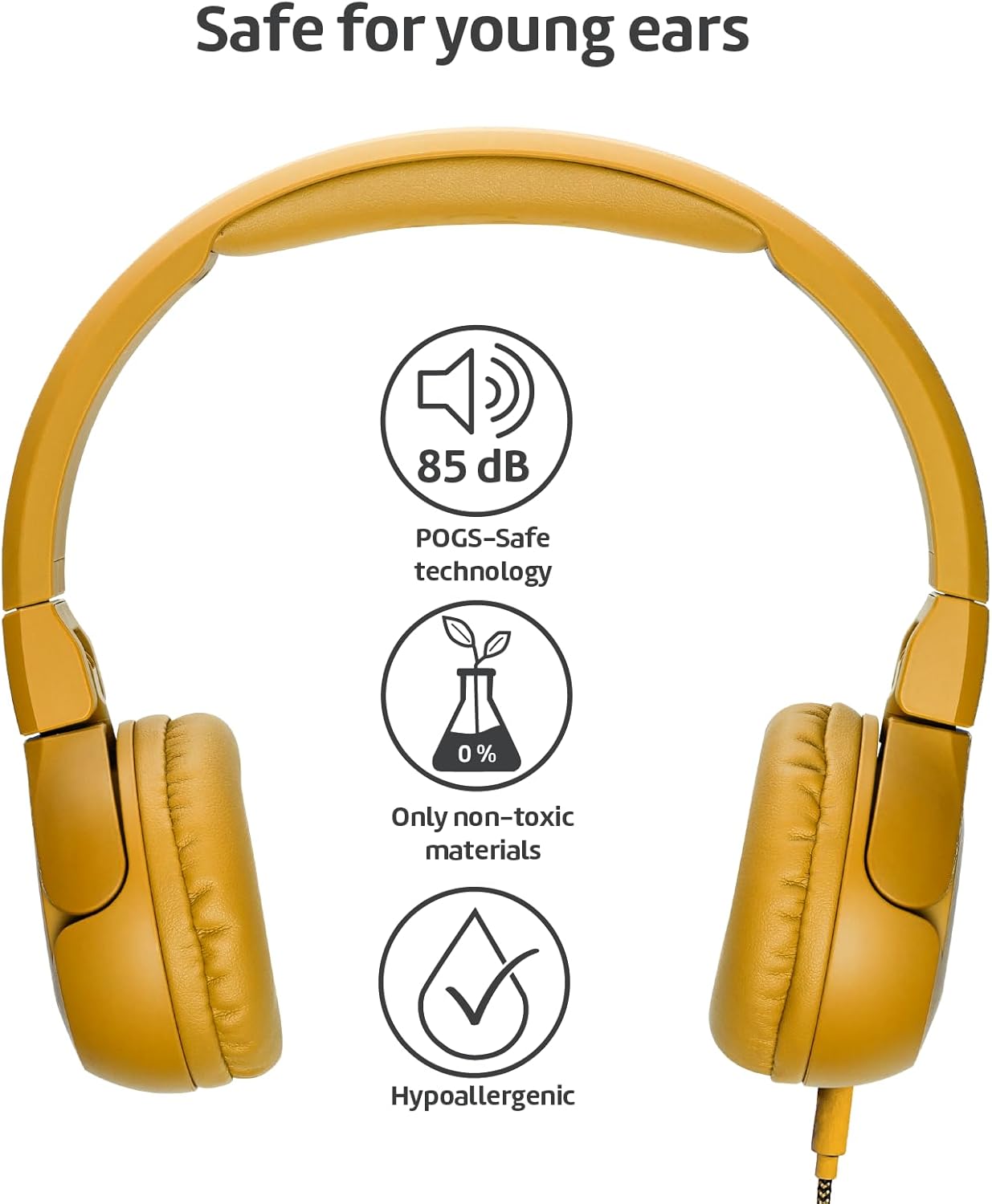 Kinderkopfhörer mit Lautstärkebegrenzung 85 dB, rGelb