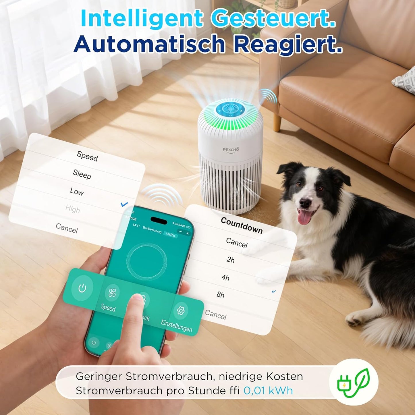 HEPA-Luftreiniger mit App-Steuerung und Aromatherapie, Weiss