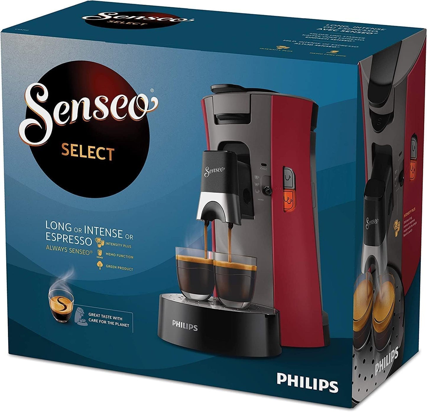 Senseo Select Kaffeepadmaschine mit Memo- und Stärkewahl-Funktion, Rot