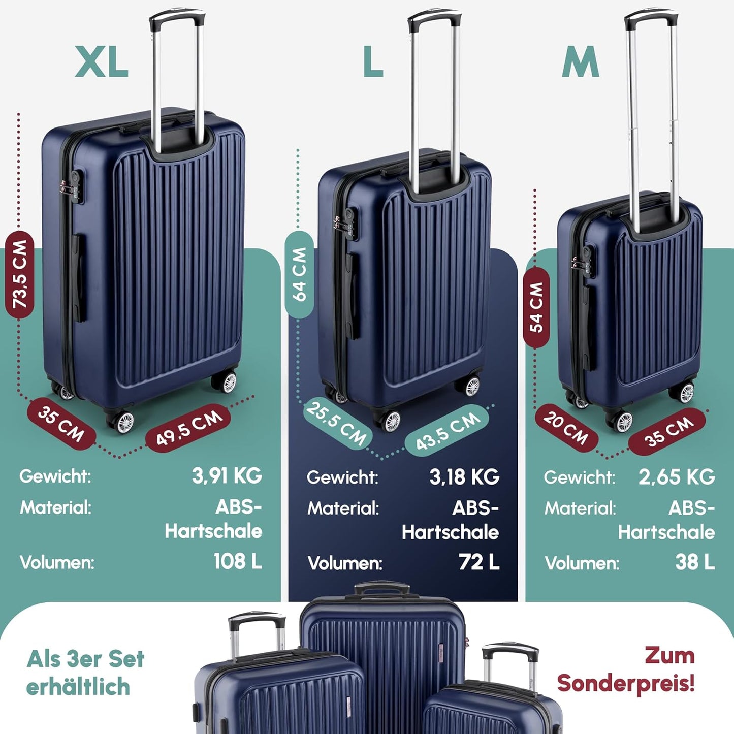 ABS Hartschalenkoffer, 74cm Dark Blue