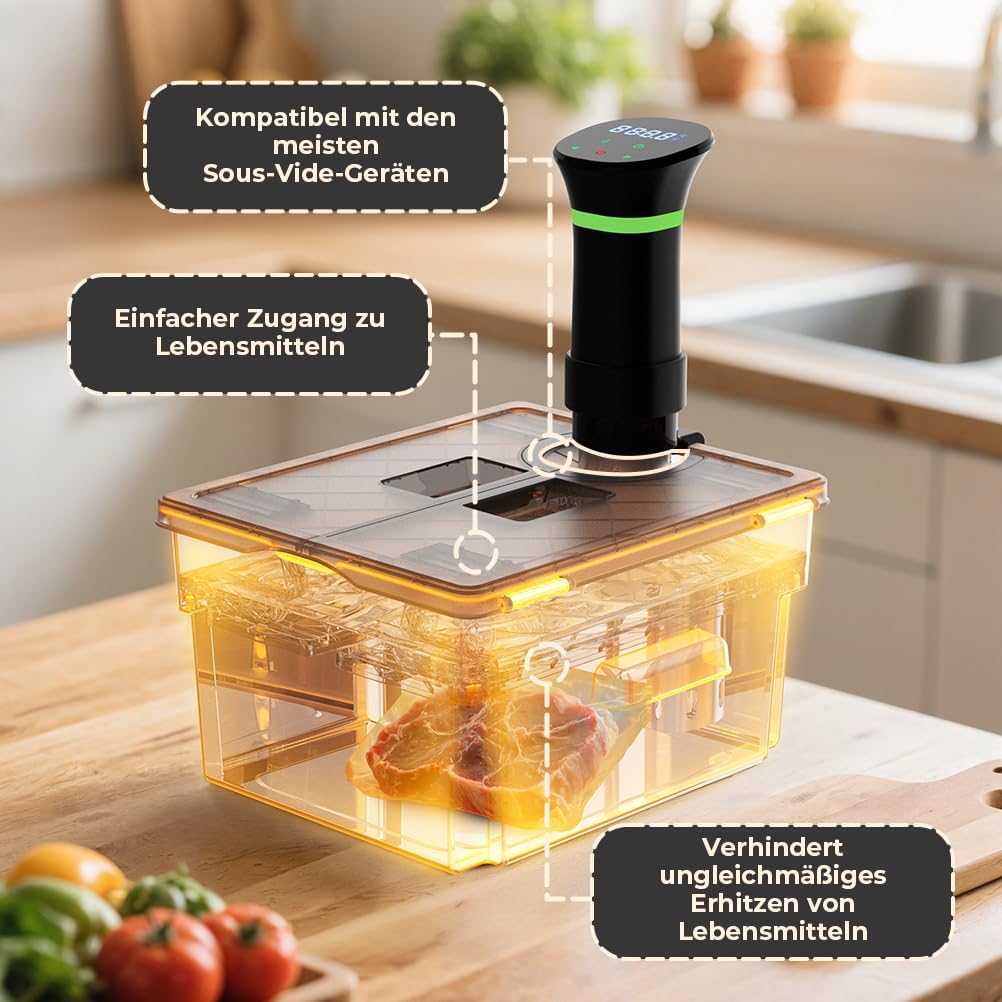 Sous Vide Behälter mit Deckel und Rost, Grau