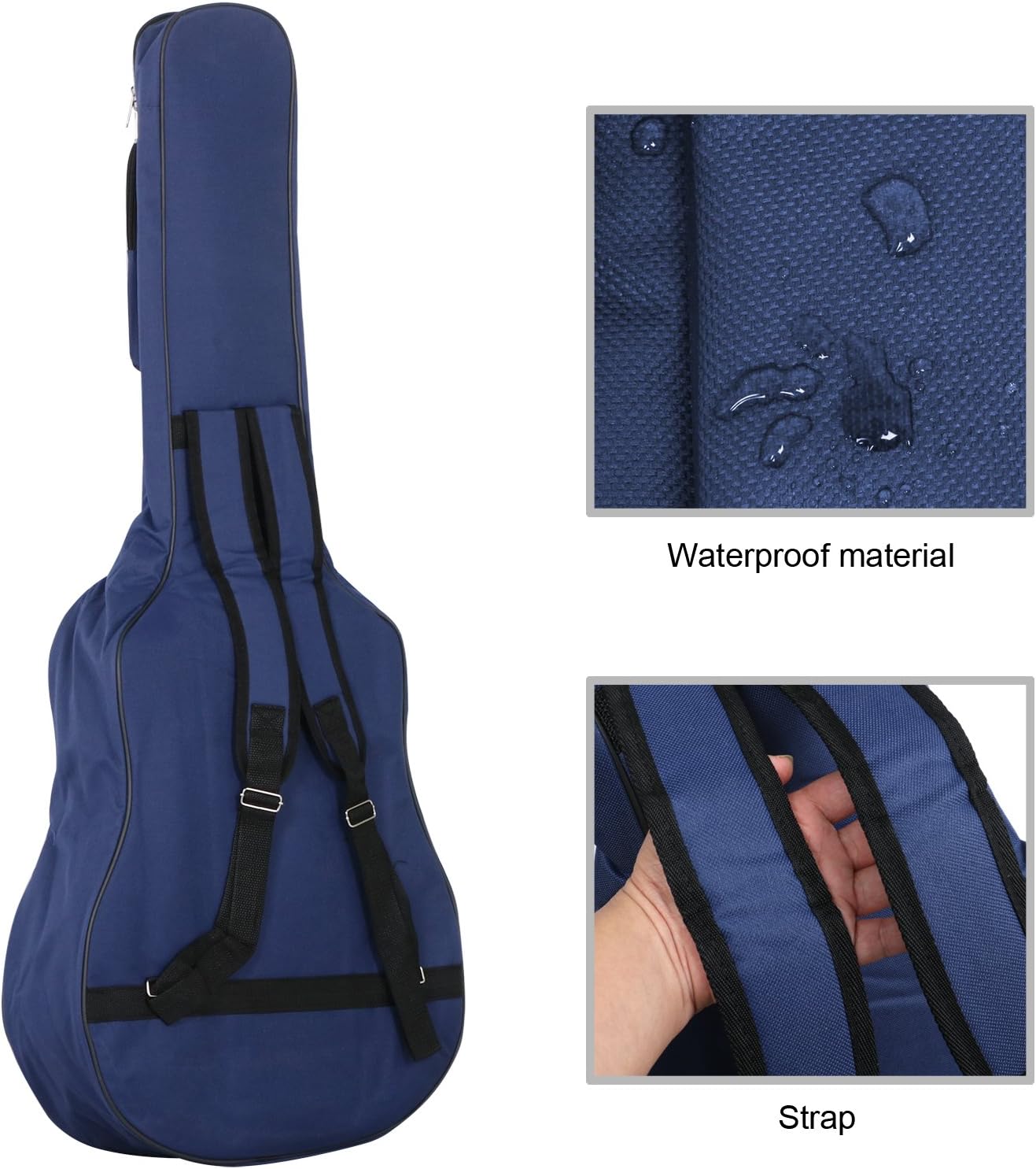 Wasserdichte Gitarrentasche mit Schultergurten, Blau
