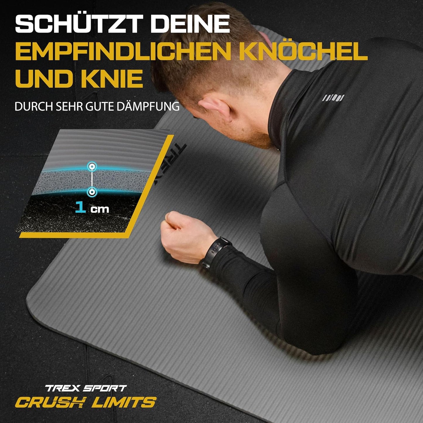 Gymnastikmatte extra dick & weich, Grau