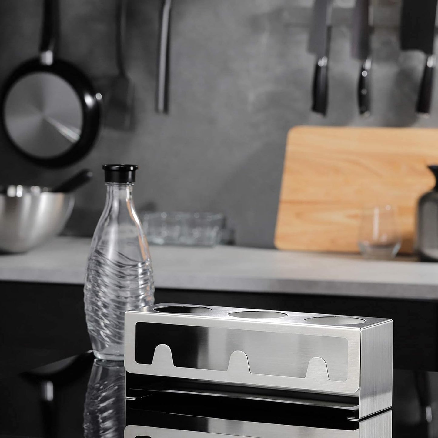 Flaschenhalter Abtropfständer für SodaStream, Matt-schwarz