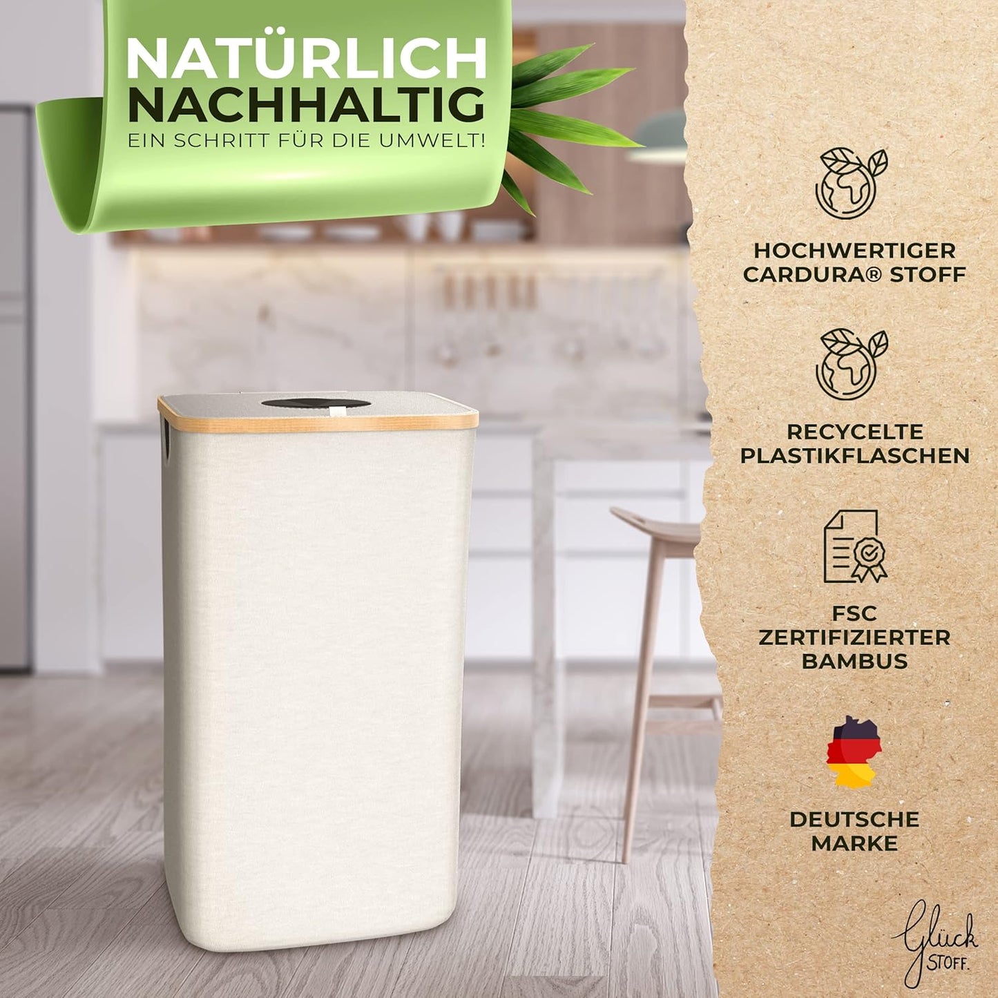 Pfandflaschen-Sammelbehälter, Beige Mit Einwurfloch, Eckig