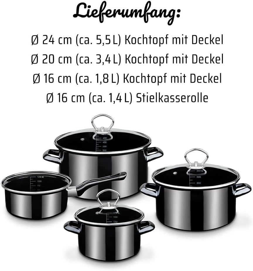 7-teiliges Kochtopf-Set Profi-Black-Star