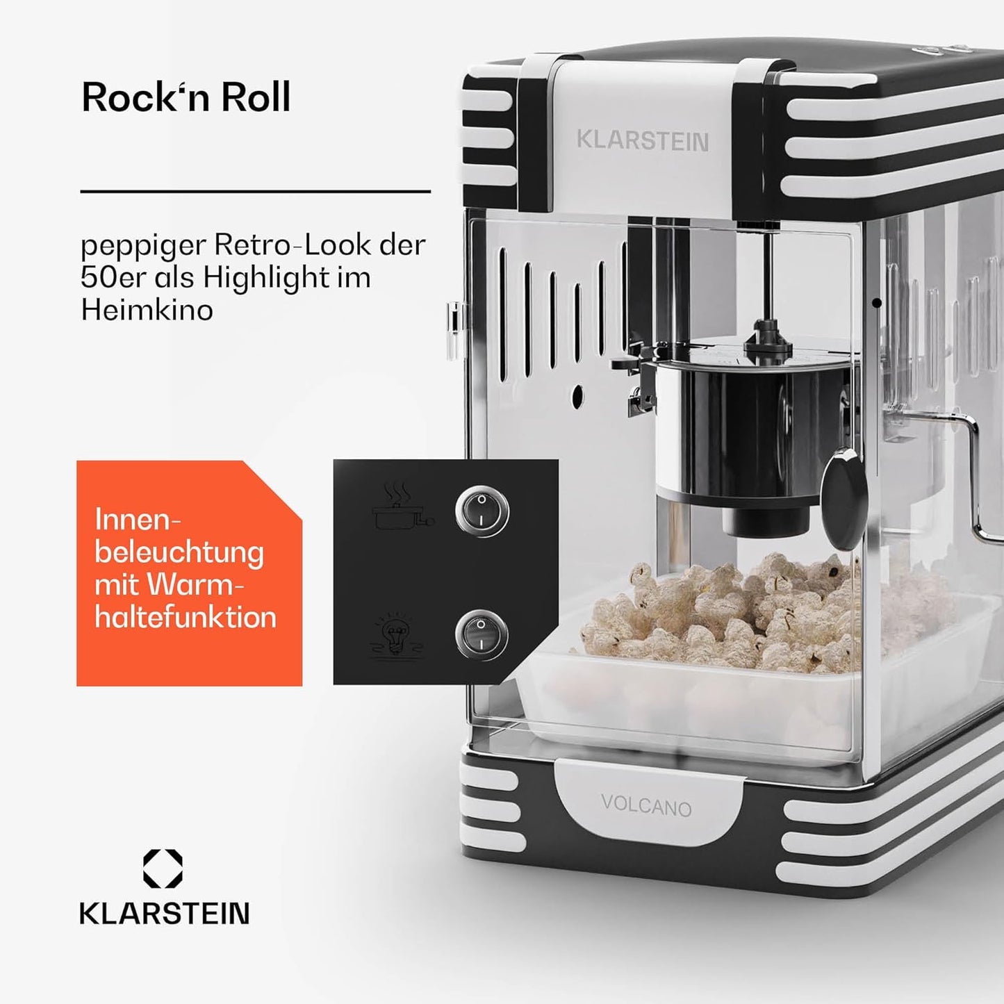 Popcornmaschine, 33cm (B) x 47cm (H) x 29cm (T) Schwarz