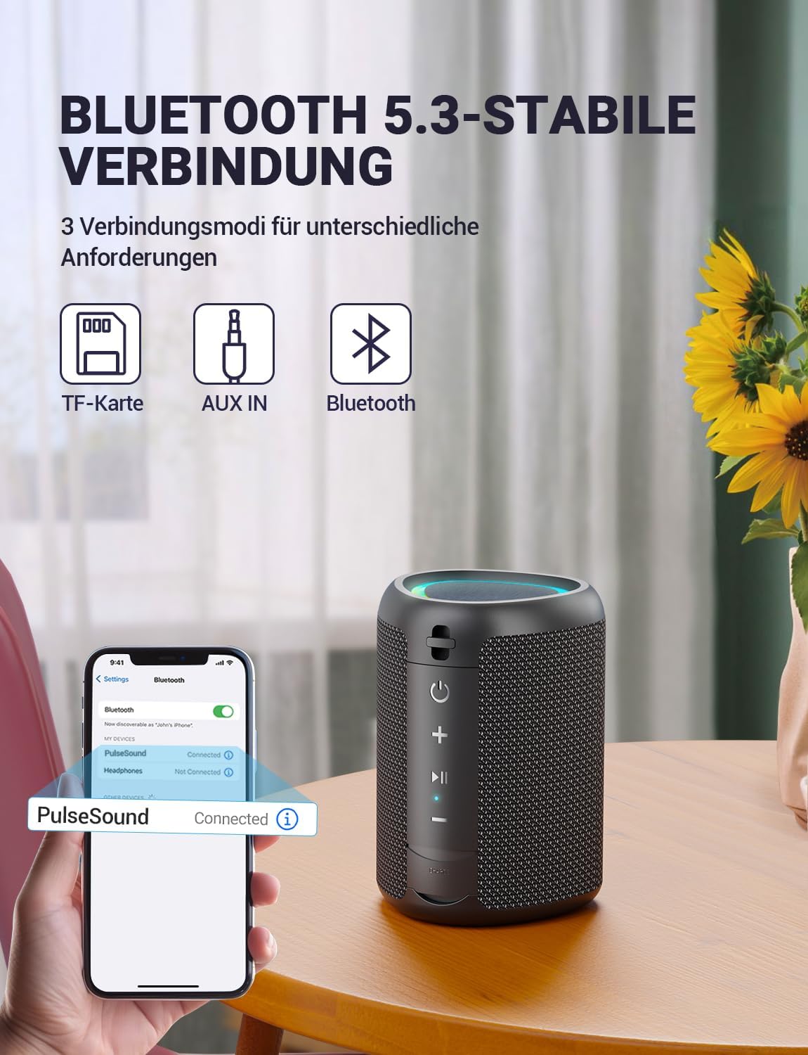 Kompakter Bluetooth-Lautsprecher LYYX03N mit TWS & RGB Lichtern, A46