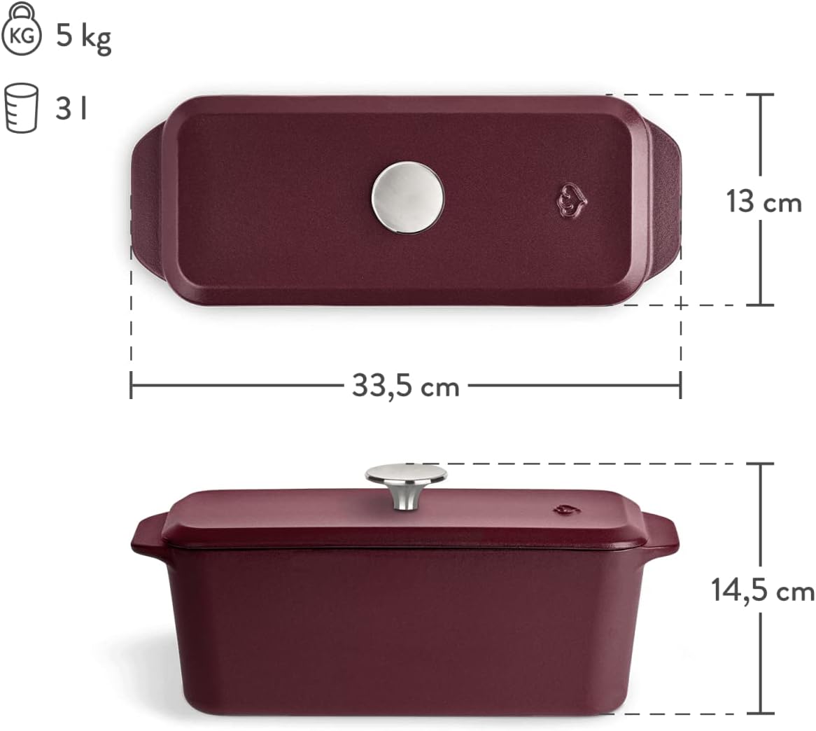 Kastenform mit Deckel, Guseisen Rot