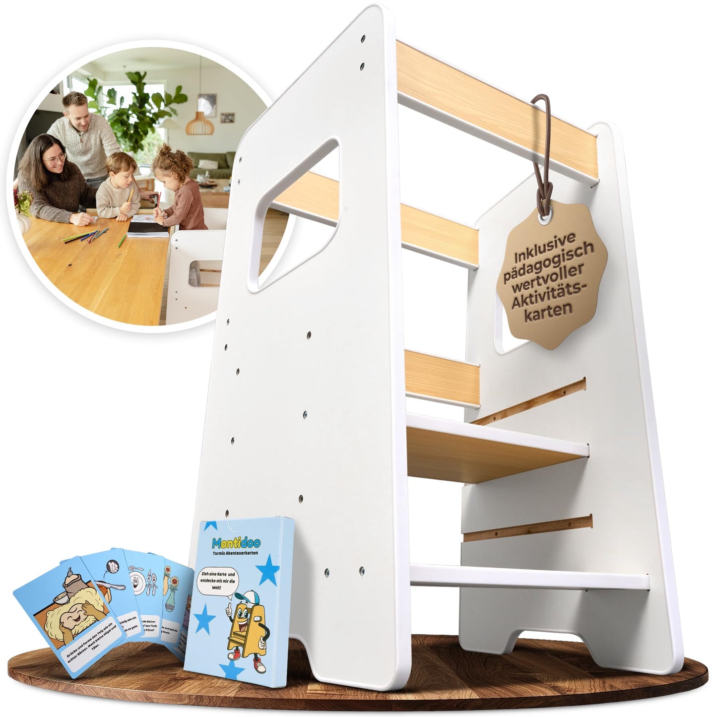 Lernturm mit Aktivitätskarten für Kinder, Weiss