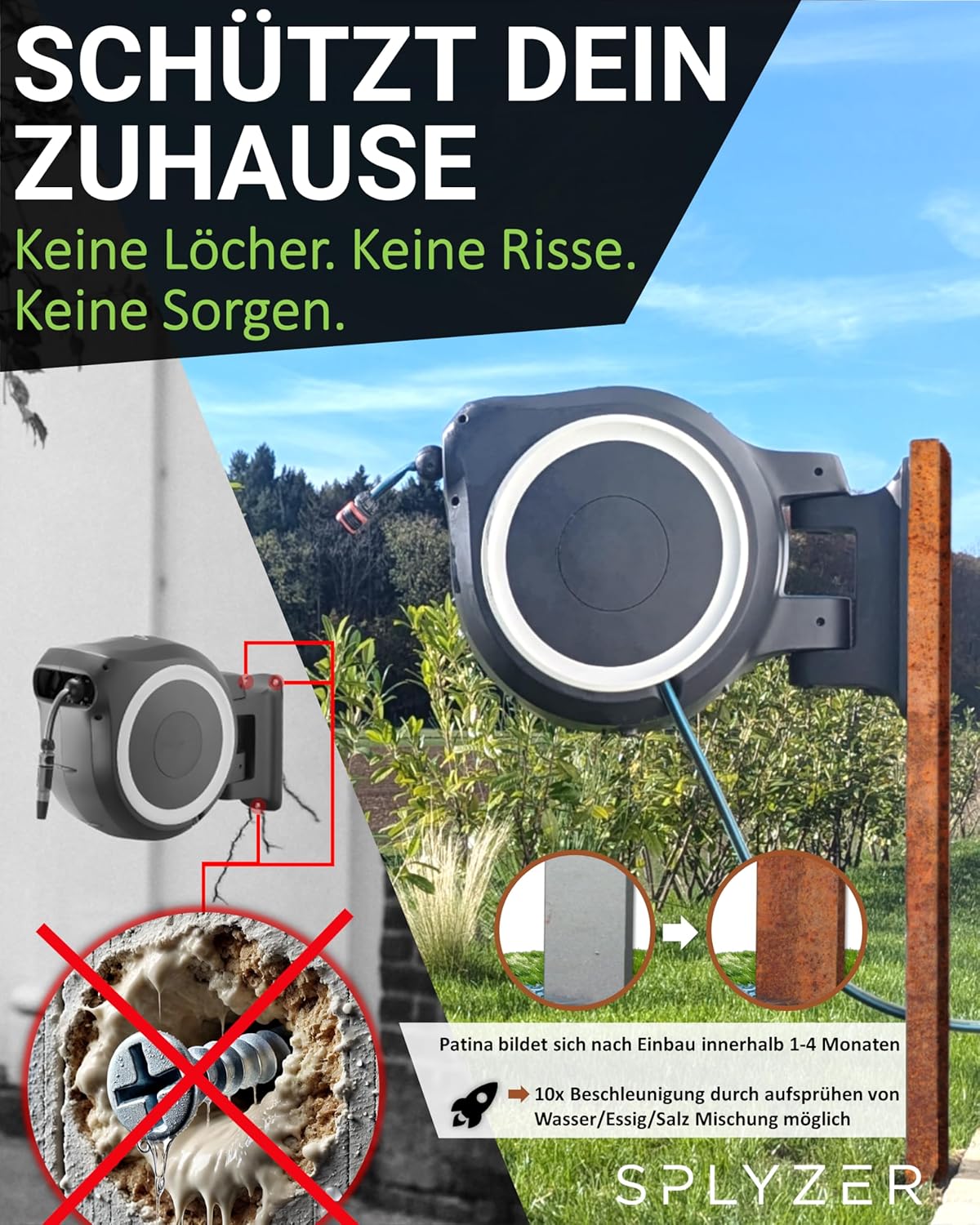 Halterung für Schlauchboxen, Cortenstahl - Blank