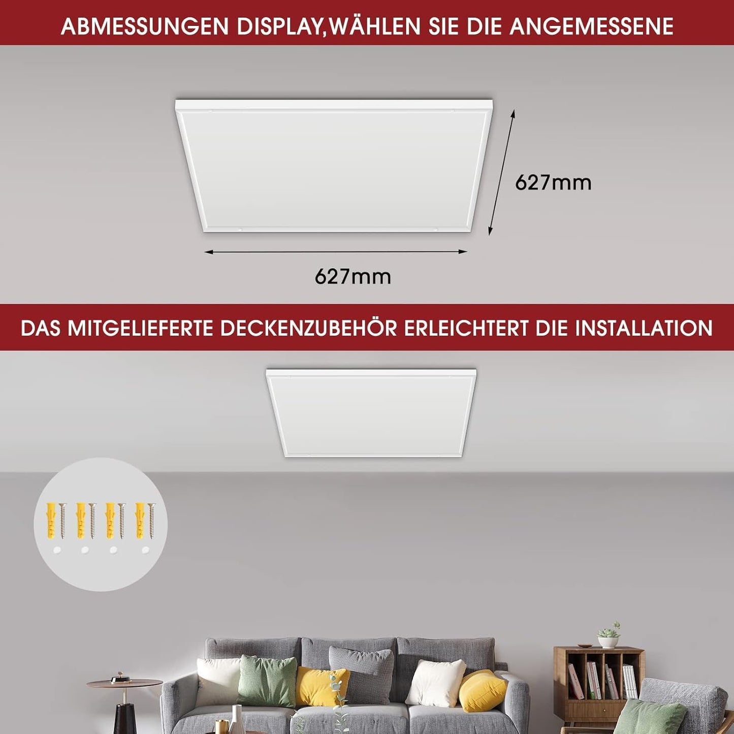 Infrarotheizung für die Decke mit Thermostat, 400Watt+Deckenmontage+Thermostat