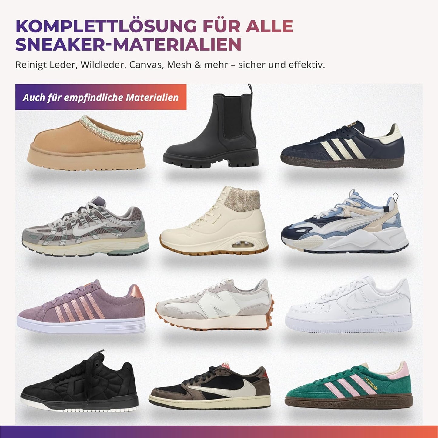 Schuh-Reinigungsset mit Bürste & Tuch, Komplett-Set