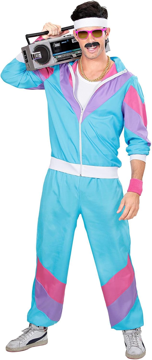 80er Jahre Trainingsanzug, Blau S