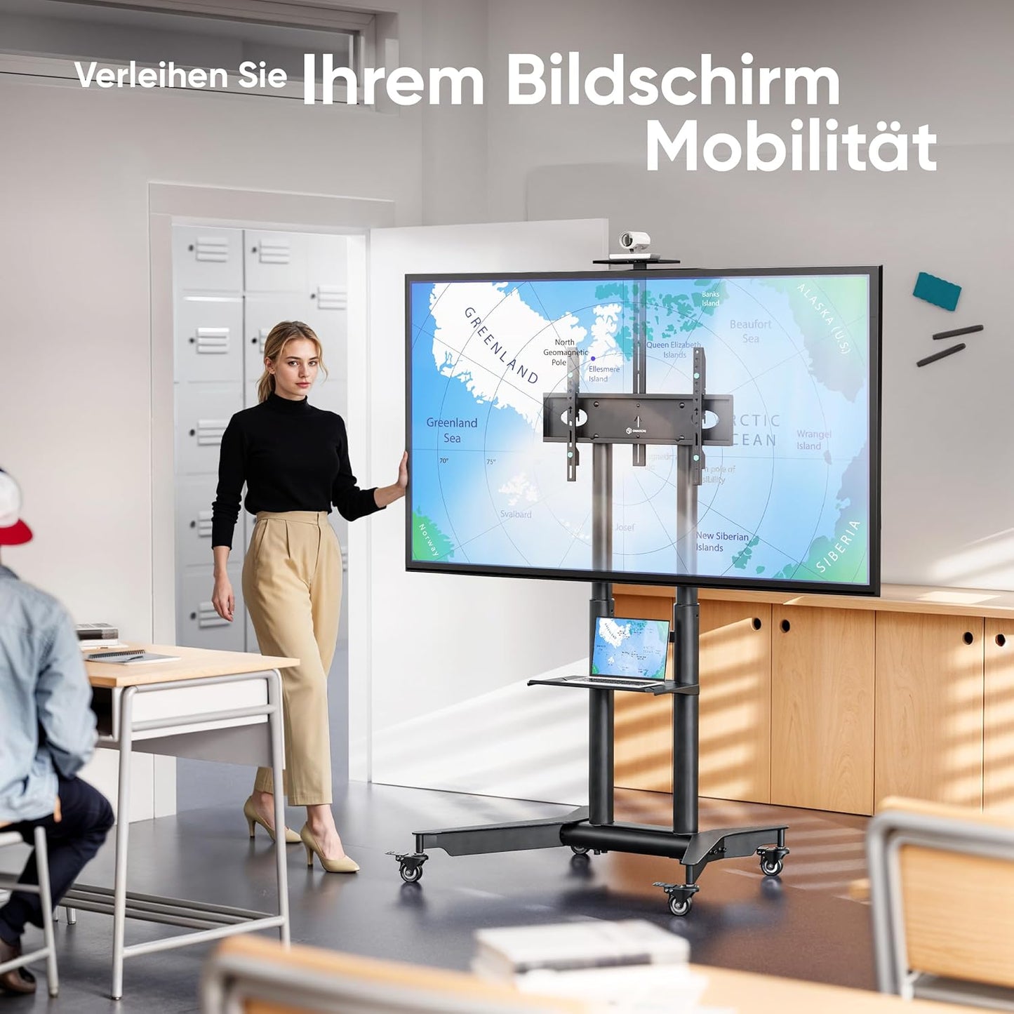 TV-Ständer TS1571-B, für 32-75 Zoll, höhenverstellbar, rollbar, TS1571 Schwarz