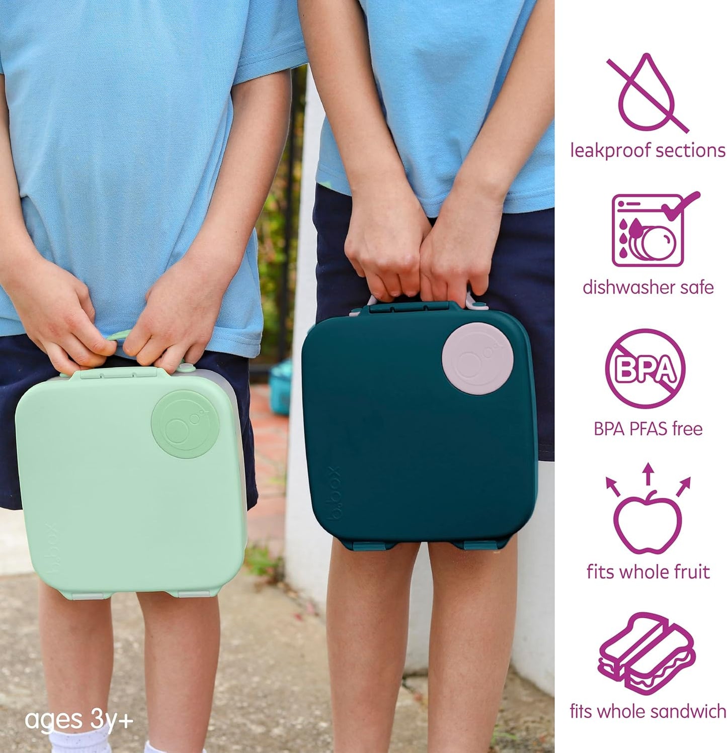 Grosse Bento-Box mit Kühlpack und Trenner 4 Fächer, Spearmint