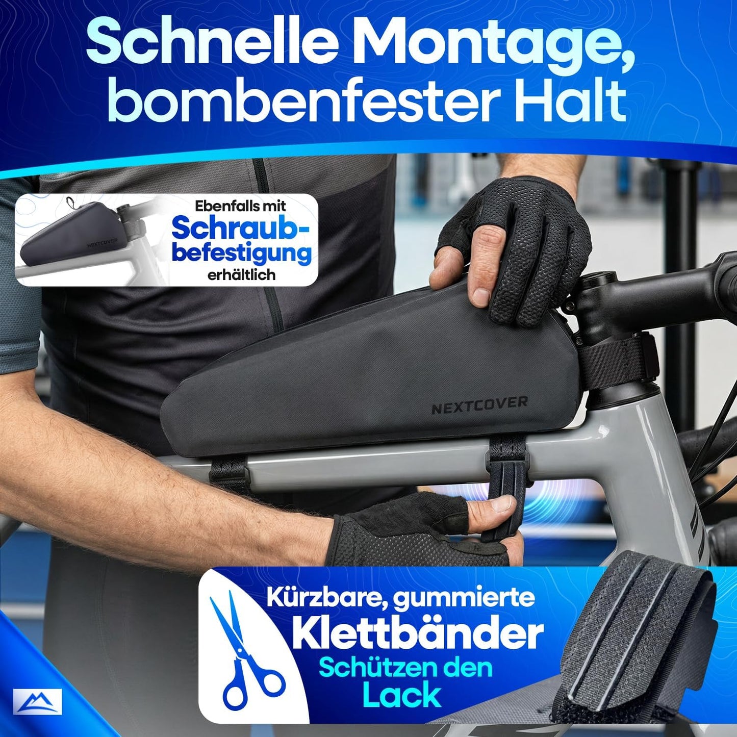 Bikepacking Oberrohrtasche Klett, Klettbänder
