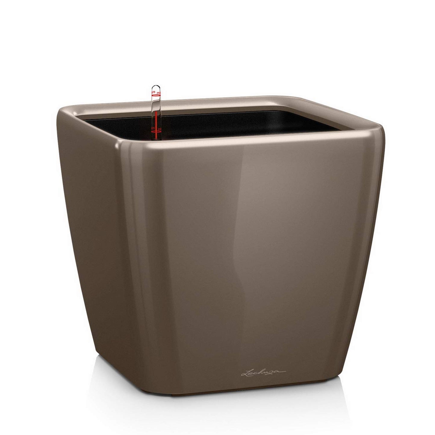Pflanztopf Quadro Premium LS, 22.5x22.5x20.5 cm Taupe Hochglanz