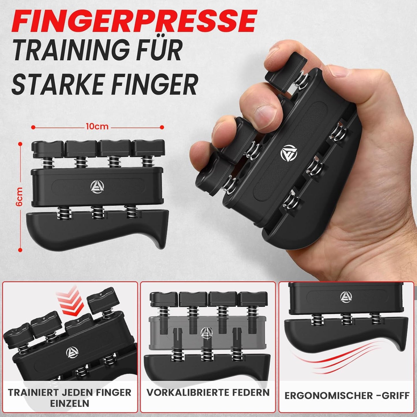 Verstellbares Hand- und Fingertrainings-Set 5-teilig, 5er Set Schwarz